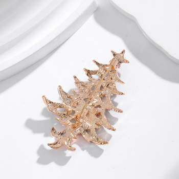 Καρφίτσα χριστουγεννιάτικου δέντρου, κράμα ψευδάργύρου, ηλεκτροπλατιωμένη επίστρωση, σχέδιο φύλλων, ποιμενικό στυλ