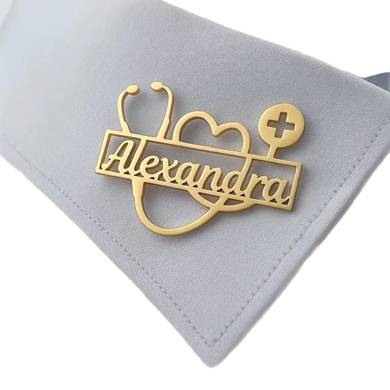 Nerūdijančio plieno raidžių segė – personalizuotas įrašas, vardinė plokštelė, unisex