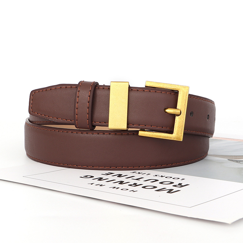 Moterų PU odos diržas su kvadratine sagtimi iš lydinio, plotis 2-4 cm, stilius: biuras, universalus, minimalistinis