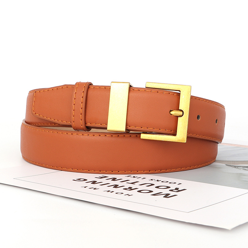 Moterų PU odos diržas su kvadratine sagtimi iš lydinio, plotis 2-4 cm, stilius: biuras, universalus, minimalistinis