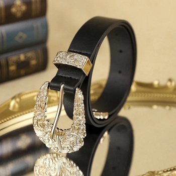 Δερμάτινη ζώνη με χρυσή μεταλλική αγκράφα, μποέμ στυλ, αγκράφα τύπου σκοινιού, Red Bean υλικό, SH58714472