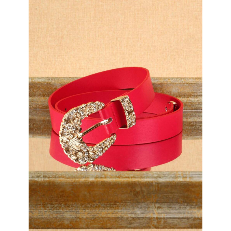 Δερμάτινη ζώνη με χρυσή μεταλλική αγκράφα, μποέμ στυλ, αγκράφα τύπου σκοινιού, Red Bean υλικό, SH58714472