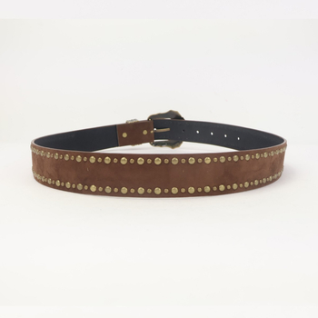 Ζώνη PU δέρματος με αγκράφα από κράμα και σύνδεση με ακίδα – καλλιτεχνικό βιντάζ μποέμ εθνοτικό στυλ, ηλεκτροχρωμιωμένη επιφάνεια (Άνοιξη 2025)