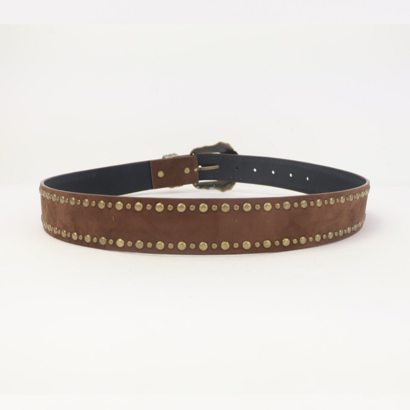 PU odinis diržas su lydinio sagtimi ir adata užsegimu – meninis vintage bohemiškas etninis stilius, elektroplakavimo danga (Pavasaris 2025)