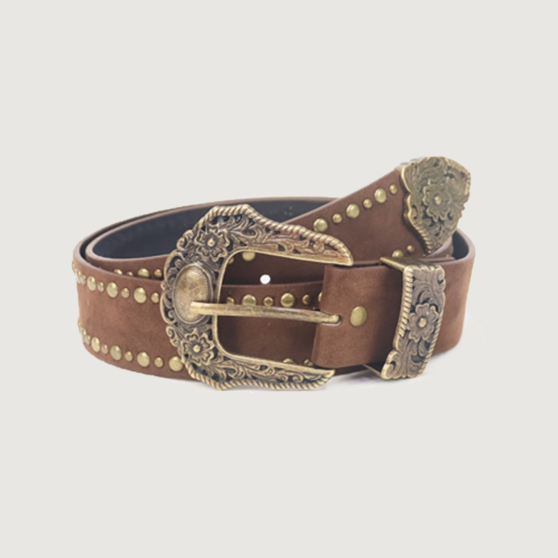 PU odinis diržas su lydinio sagtimi ir adata užsegimu – meninis vintage bohemiškas etninis stilius, elektroplakavimo danga (Pavasaris 2025)