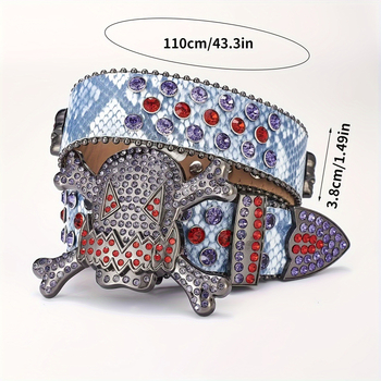 Ζώνη πανκ-χιπ-χοπ από PU δέρμα, κούμπωμα από κράμα, πλάτος 2–4 εκ, στυλ πανκ/Inst, καυτή διάτρηση.