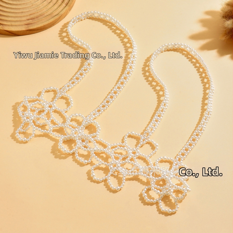 Bretele cusute manual, accesoriu talie și șir de mărgele în formă de flori goale (Primăvara 2025)