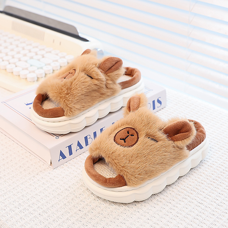 Vaikų šlepetės su animaciniu raštu, viršus iš medvilnės, padas iš PVC, žiemai, unisex