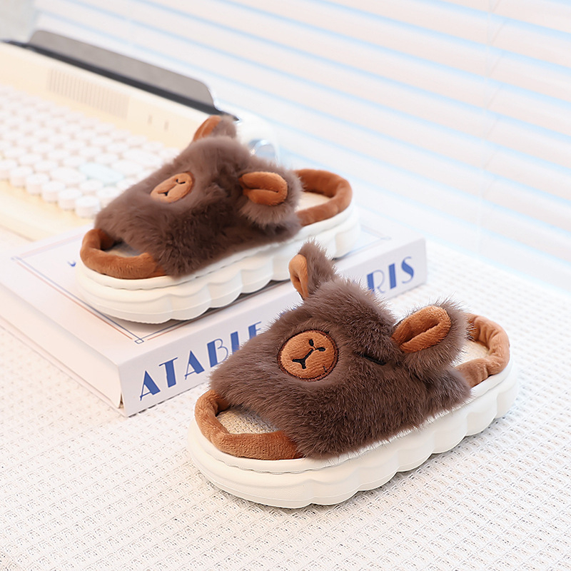 Vaikų šlepetės su animaciniu raštu, viršus iš medvilnės, padas iš PVC, žiemai, unisex