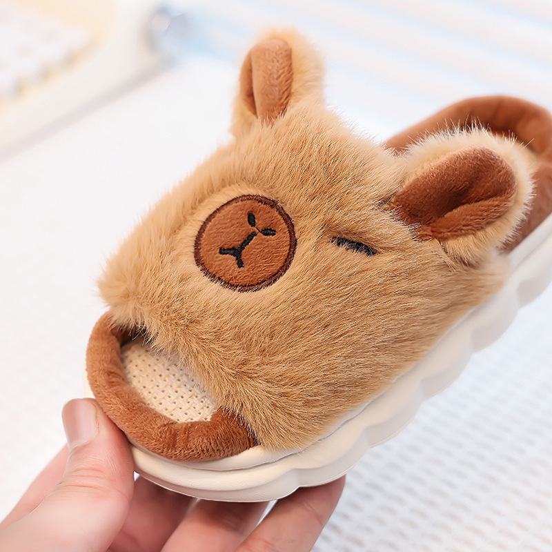 Vaikų šlepetės su animaciniu raštu, viršus iš medvilnės, padas iš PVC, žiemai, unisex