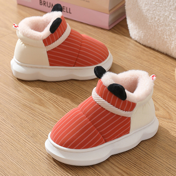 Παιδικά ζεστά εσωτερικά παπούτσια με σχέδιο καρτούν, επάνω από τεχνητό δέρμα, σόλα PVC, ηλικίες 4–12, χειμώνας 2024