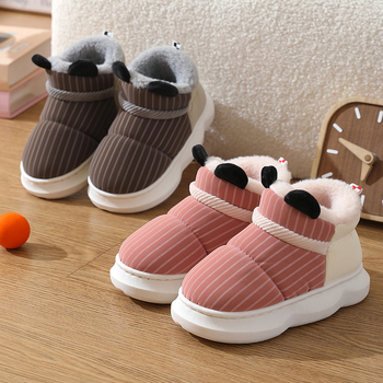 Παιδικά ζεστά εσωτερικά παπούτσια με σχέδιο καρτούν, επάνω από τεχνητό δέρμα, σόλα PVC, ηλικίες 4–12, χειμώνας 2024