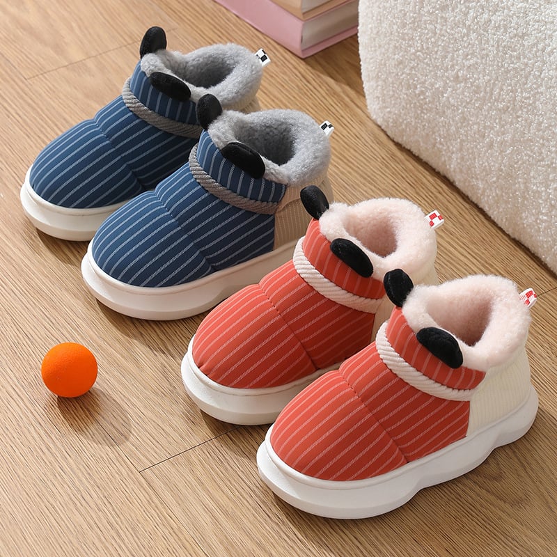 Παιδικά ζεστά εσωτερικά παπούτσια με σχέδιο καρτούν, επάνω από τεχνητό δέρμα, σόλα PVC, ηλικίες 4–12, χειμώνας 2024