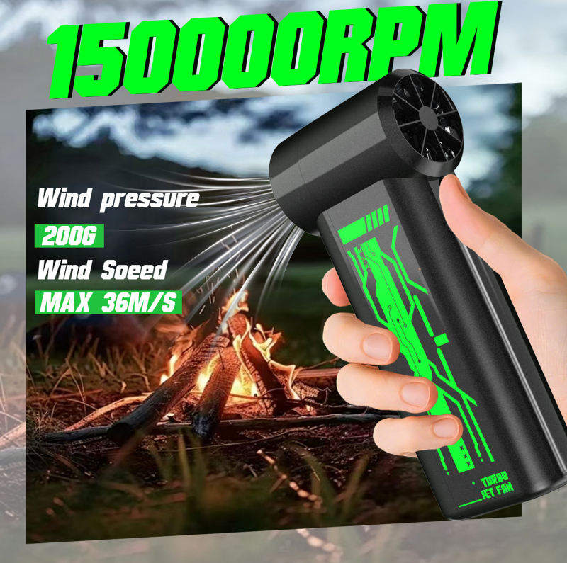 Ръчен вентилатор с турбина F18, вградена батерия 4000mAh, 4 нива на скорост, роторна лопатка за прах, шум ≥71dB