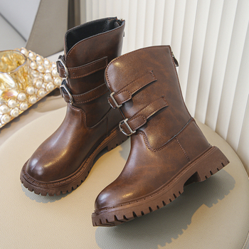 Martin μποτάκια PU επάνω μέρος, καουτσούκ σόλα, χαμηλό shaft, φερμουάρ πίσω