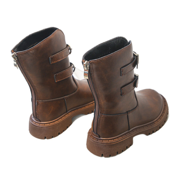 Martin μποτάκια PU επάνω μέρος, καουτσούκ σόλα, χαμηλό shaft, φερμουάρ πίσω