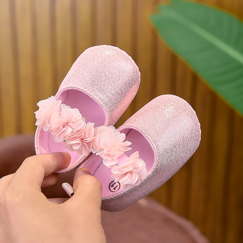 Pantofi pentru copii mici – fete, 12–36 luni, stil prințesă, partea superioară din bumbac respirant, închidere elastică, primăvară-toamnă