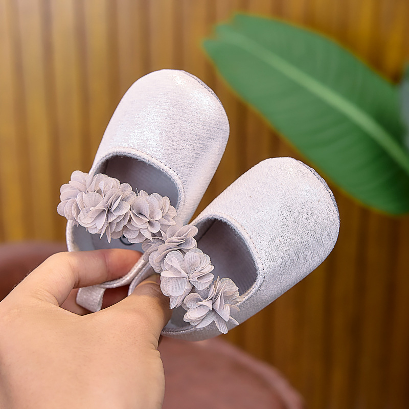 Pantofi pentru copii mici – fete, 12–36 luni, stil prințesă, partea superioară din bumbac respirant, închidere elastică, primăvară-toamnă