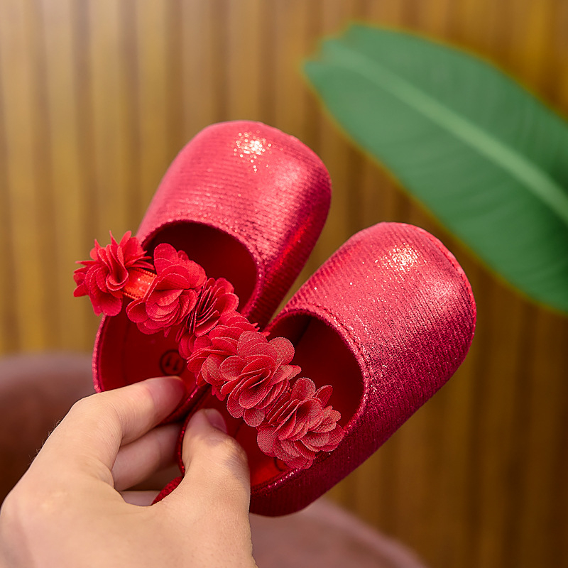 Pantofi pentru copii mici – fete, 12–36 luni, stil prințesă, partea superioară din bumbac respirant, închidere elastică, primăvară-toamnă