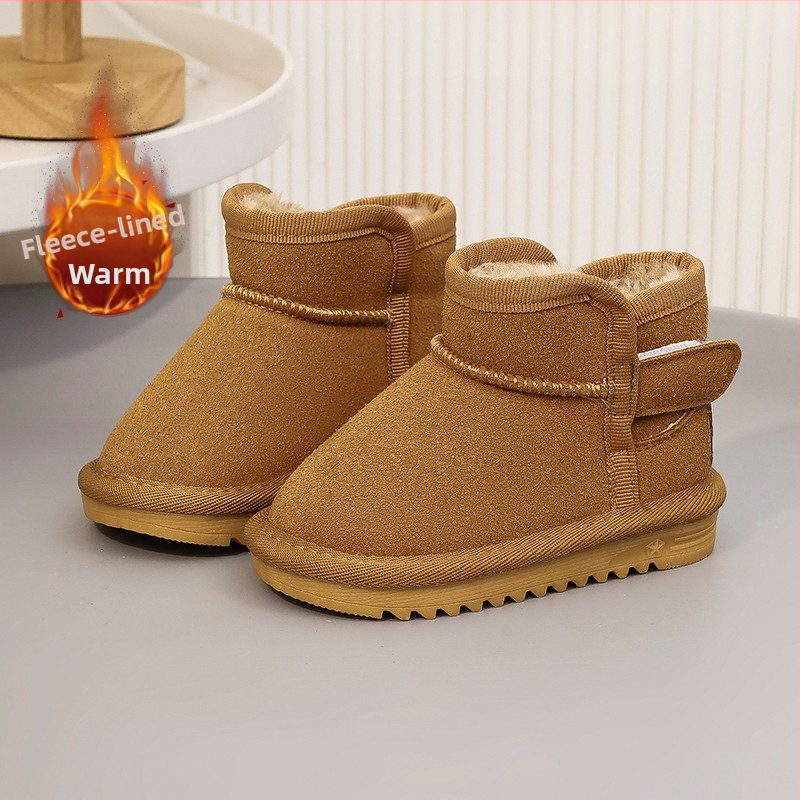 Детски снежни ботуши, унисекс, велур горна част, нисък крак, топли