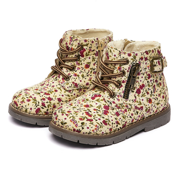 Παιδικά μποτάκια με φλοραλ σχέδιο, αντιολισθητική σόλα, πλαϊνό φερμουάρ; επάνω μέρος: Lycra stretch; σόλα: TPR; βελούδινη επένδυση