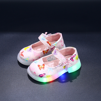 Φωτιζόμενα Mary Jane παπούτσια για κορίτσια, PU πάνω μέρος, σόλα TPR, φωτιζόμενα, κλείσιμο Velcro