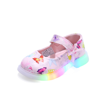 Φωτιζόμενα Mary Jane παπούτσια για κορίτσια, PU πάνω μέρος, σόλα TPR, φωτιζόμενα, κλείσιμο Velcro