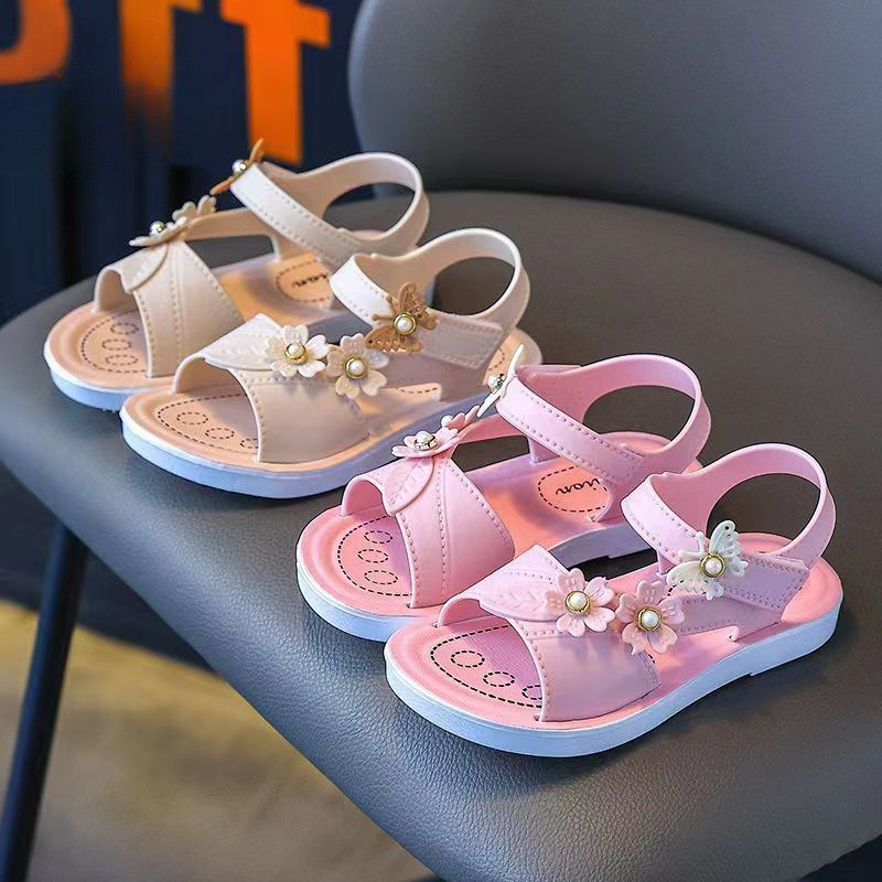 Sandale pentru fete, stil Birkenstock, cu partea superioară și talpa din PVC, model floral, pentru 7–16 ani, vara 2025