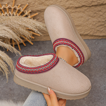 Παντόφλες μούλ με βελούρι στο επάνω μέρος, σόλα από καουτσούκ, θερμή επένδυση από συνθετικό κοντό βελούδο για τον χειμώνα