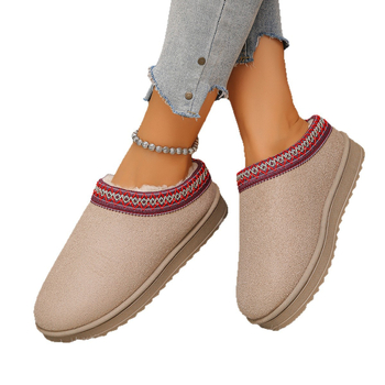 Παντόφλες μούλ με βελούρι στο επάνω μέρος, σόλα από καουτσούκ, θερμή επένδυση από συνθετικό κοντό βελούδο για τον χειμώνα