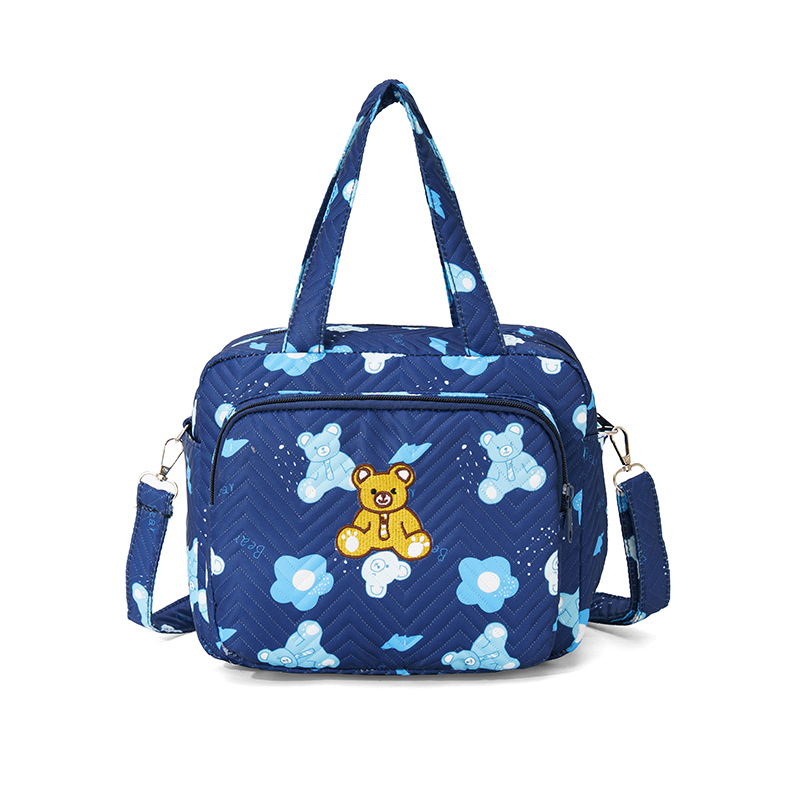 Izšūta māmiņai un zīdainim crossbody plecu soma ar lielu ietilpību pudelēm un autiņiem; poliesters, dzīvnieku raksts