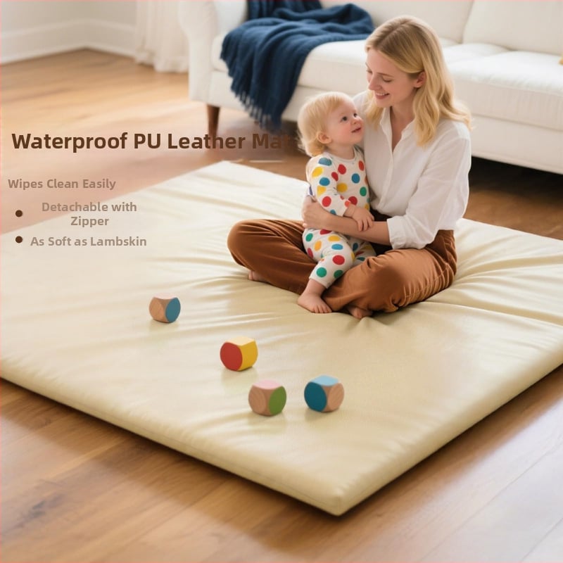 PU rāpošanas paklājs mājas lietošanai – ūdensizturīgs un izmazgājams, ar noņemamu rāvējslēdzēju, 3 cm biezums, piemērots bērniem 4–6 gadiem