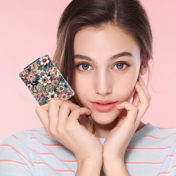 Разгъваемо портативно огледало за грим с карикатурен дизайн — ръчно огледало за грим, рамка PU/PS/PVC