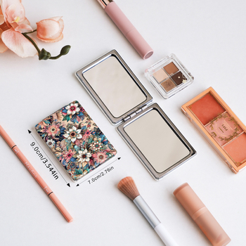 Разгъваемо портативно огледало за грим с карикатурен дизайн — ръчно огледало за грим, рамка PU/PS/PVC