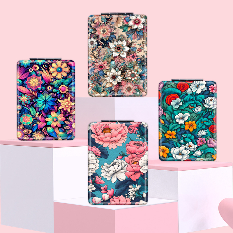 Sulankstomas, nešiojamas makiažo veidrodis su animacijos dizainu — rankinis makiažo veidrodis, rėmas PU/PS/PVC