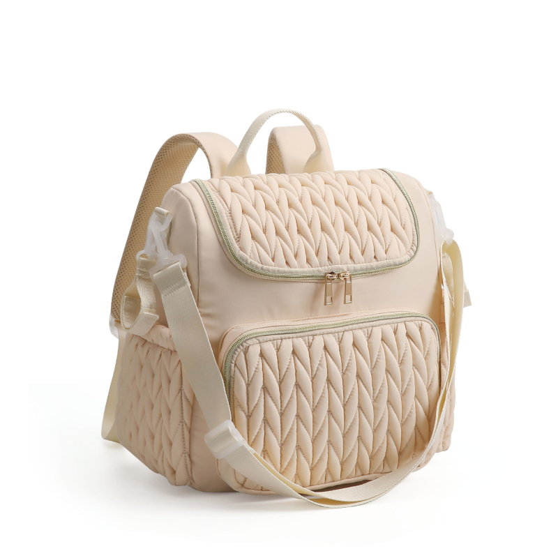 Mamų vystyklų krepšys – prabangus, daugiafunkcinis kelionėms, vandeniui atsparus poliesteris, didelė talpa, vidinė užtrauktuko kišenė