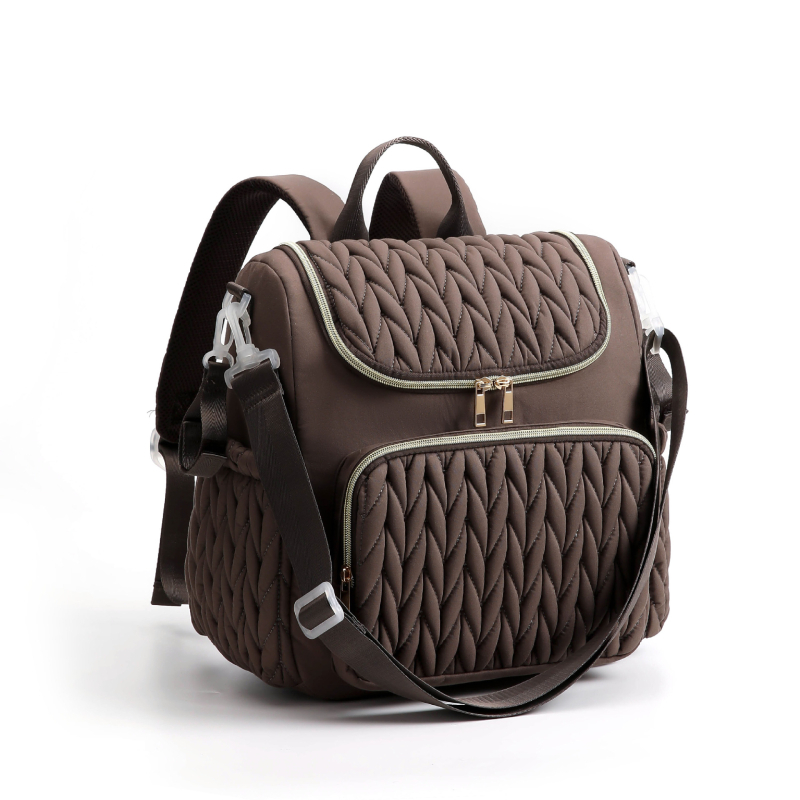 Mamų vystyklų krepšys – prabangus, daugiafunkcinis kelionėms, vandeniui atsparus poliesteris, didelė talpa, vidinė užtrauktuko kišenė