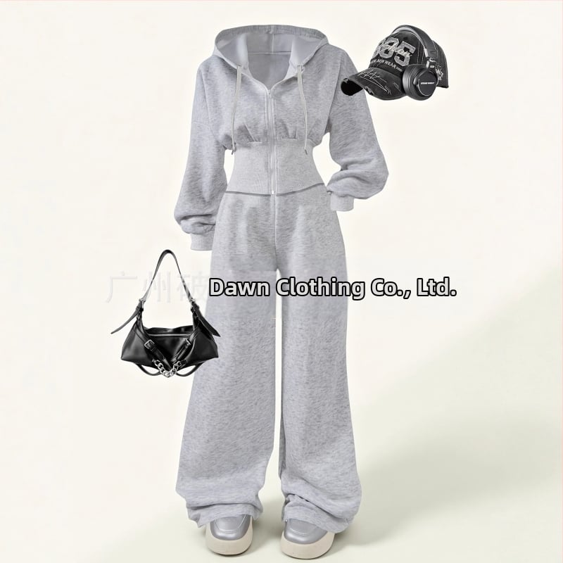 Sieviešu adīts divdaļīgs komplekts | garas piedurknes, garas bikses, kokvilnas-poliestera maisījums ar elastānu, karstā pārvades drukāšana, 2025. gada pavasaris, Eiropas un Amerikas stils