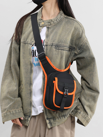 Τσάντα μηρού για μοτοσικλέτα με crossbody σχεδίαση, στυλ street-trend, πολυεστερικό υλικό, λανσάρισμα άνοιξη 2025, για ταξίδια αναψυχής