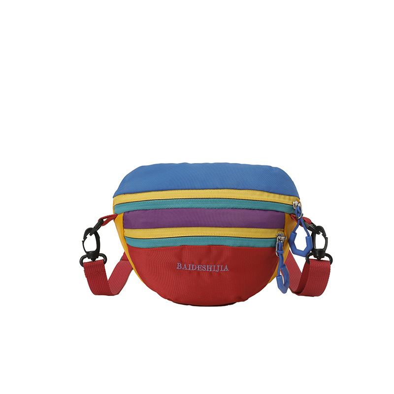 Unisex mini crossbody krepšys, Oxford audinys, vidinė kišenė – nailonas, užtrauktukas, vidiniai kišenės: užtrauktuko kišenė, telefono kišenė, ID kišenė, ovalo formos, laisvalaikio kelionėms