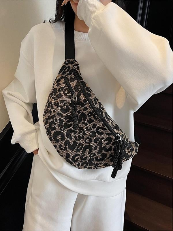 PU мъжка чанта за кръст, леопардов принт, за ежедневни пътувания, артикул zk1730881859223130278