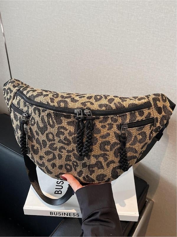 PU мъжка чанта за кръст, леопардов принт, за ежедневни пътувания, артикул zk1730881859223130278