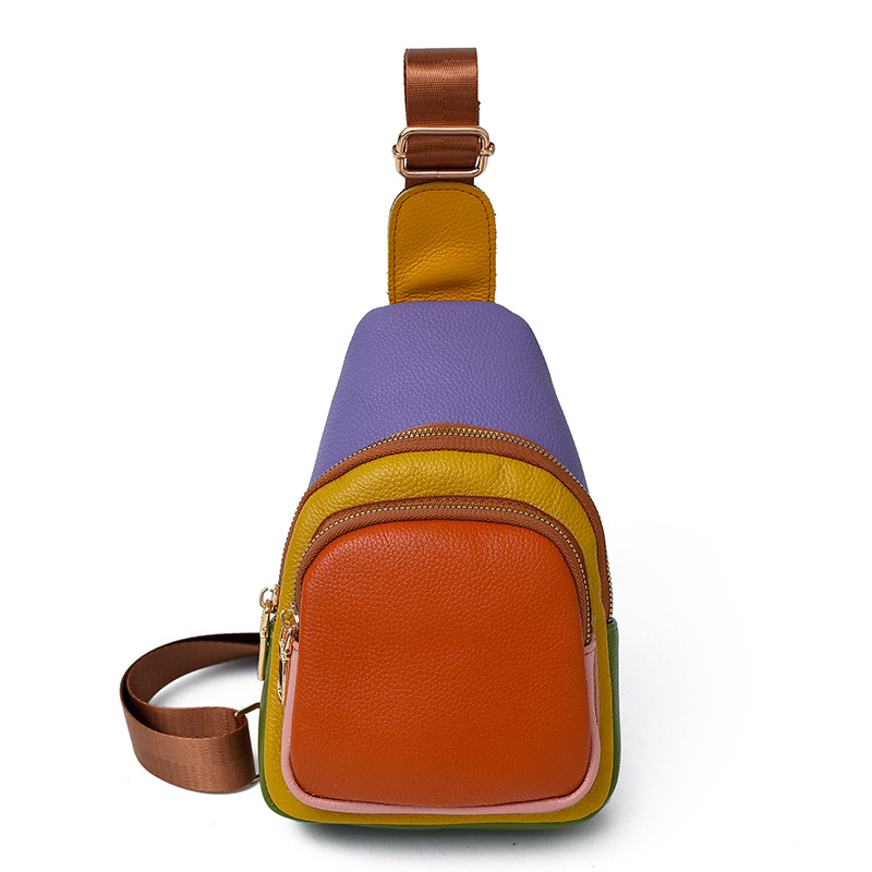 Sieviešu Crossbody soma no īstas ādas - Stils: paduses soma, Vertikāla kvadrāta forma, Rāvējslēdzēja aizvēršana (Materiāls: īsta āda; Ādas tips: augšējā graudainā āda; Stils: paduses soma; Forma: vertikāls kvadrāts; Aizvērums: rāvējslēdzējs)