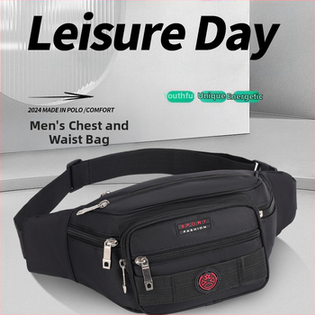 Ανδρική τσάντα μέσης από Οξφόρντ ύφασμα, στυλ αναψυχής για ταξίδια, λειτουργία επέκτασης, πολυεστερική επένδυση