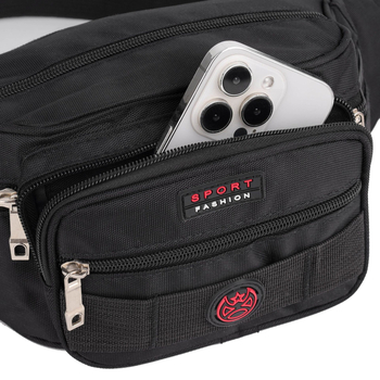 Ανδρική τσάντα μέσης από Οξφόρντ ύφασμα, στυλ αναψυχής για ταξίδια, λειτουργία επέκτασης, πολυεστερική επένδυση