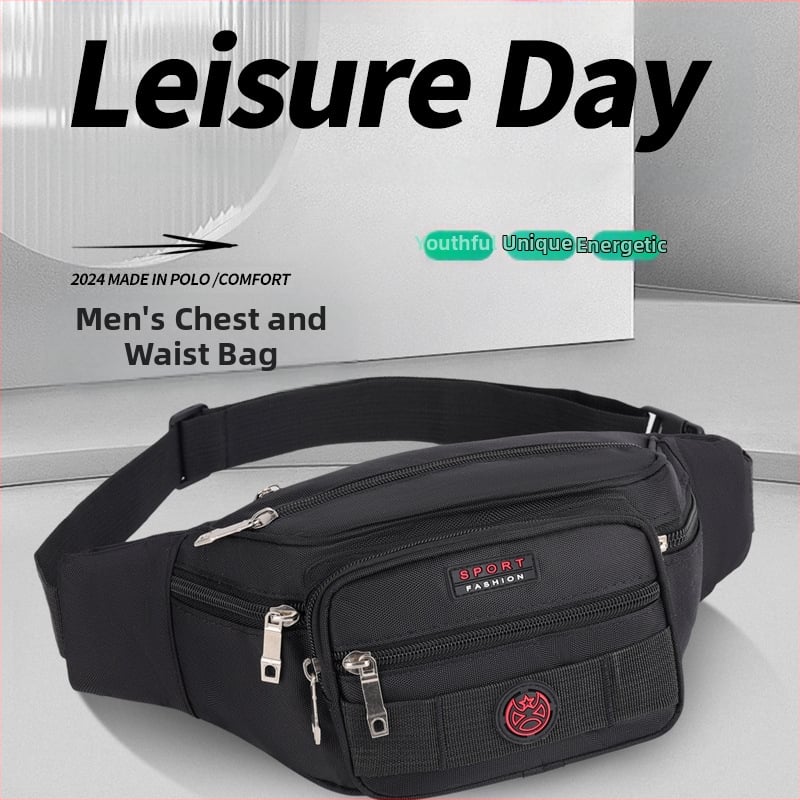 Ανδρική τσάντα μέσης από Οξφόρντ ύφασμα, στυλ αναψυχής για ταξίδια, λειτουργία επέκτασης, πολυεστερική επένδυση