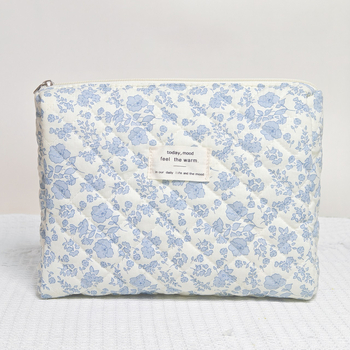 Козметична чанта със флорална шарка, памучна външна материя, подплата полиестер, преносима и разширяваща се