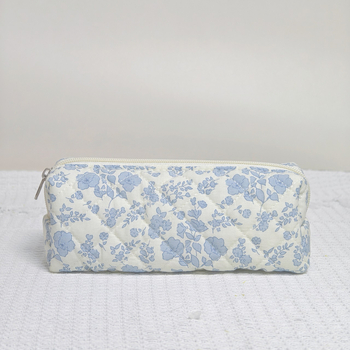 Козметична чанта със флорална шарка, памучна външна материя, подплата полиестер, преносима и разширяваща се
