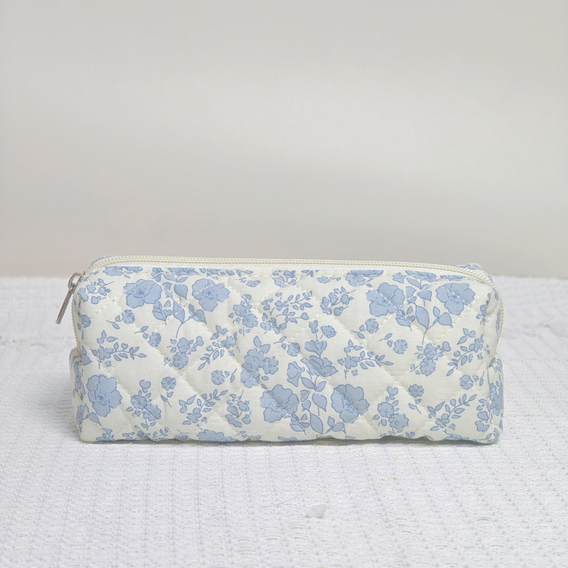 Kosmetinė maišelė su gėlių raštu, medvilnė išorė, poliesterio pamušalas, nešiojama ir išplėčiamas