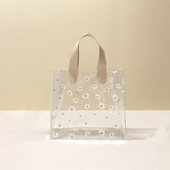 PVC κυβοειδές τσαντάκι μακι γιάζ με σχέδιο μικρού χρυσάνθεμου, κατάλληλο για δώρο-περιτύλιξη και αποθήκευση καλλυντικών, ειδών γραφείου, γλυκών — Μοντέλο 0916, Κωδικός AL2510